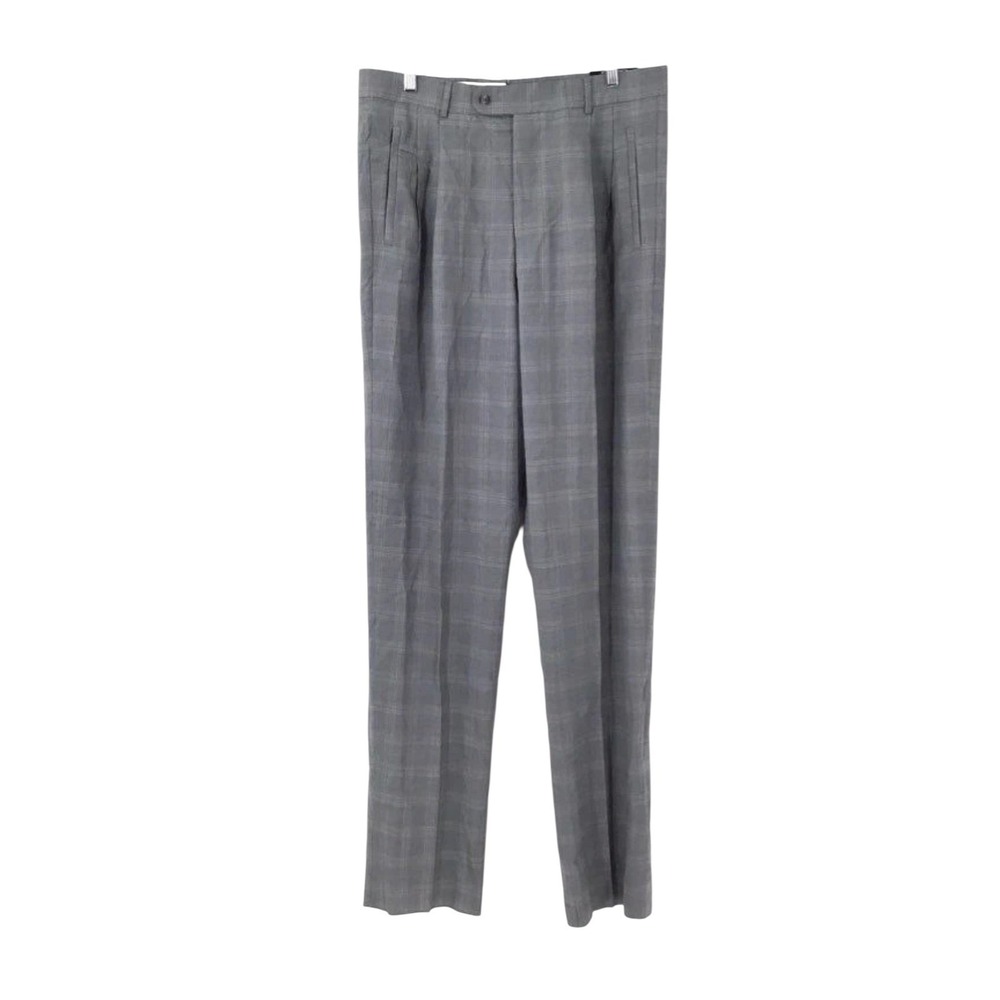 New‎ Bachrach Italy Mens 34 Plaid 100% Wool Dress Pants Slacks Unhemmed